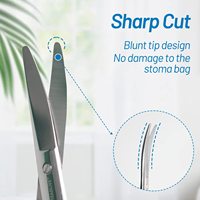 HEAGI Consommables médicaux Ciseaux courbes en acier inoxydable pour la barrière cutanée, ciseaux d'ostomie pour sac de colostomie et plaque de base de sac de stomie