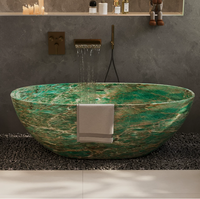 Baignoire ovale autoportante de luxe en pierre technique verte, double baignoire de trempage, design moderne et épuré, pour hôtels, boutiques, maisons, vente en gros