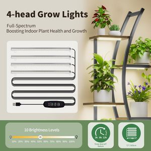 Support de plante d'<span class=keywords><strong>intérieur</strong></span> avec lumières de culture, <span class=keywords><strong>étagère</strong></span> de présentation en métal sur roulettes pour <span class=keywords><strong>plantes</strong></span> et fleurs - Product Image 5