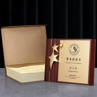 Op Maat Gemaakte Kerst Volkskunst Bronzen Trofee Houten Plaquette Medaille Aandenken Trofee Doos Logo Ster Award Blank Gemaakt Zinklegering Metaal