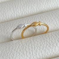 Anillo abierto de pez hipoalergénico minimalista lindo de Plata de Ley 925 de estilo coreano
