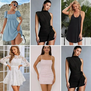 เดรสยาวผู้หญิงคอลเลคชั่นใหม่สำหรับฤดูร้อน ผ้าโพลีเอสเตอร์ รุ่น QZ-008 ผลิตจากกวางตุ้ง ขายส่งจำนวนมาก เสื้อผ้าส่วนเกิน - Product Image 6