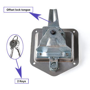 قفل بمقابض على شكل حرف T من الفولاذ المقاوم للصدأ 304 عالي الجودة، فضي اللون، مع مفتاحين، مقاوم للماء، غطاء مدمج، للأبواب الخلفية للمركبات والشاحنات، معتمد ISO9001 - Product Image 4