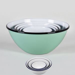 Bol mélange de salade en acier et métal, logo personnalisé, vente en gros d'usine, bol de chien en émail avec couvercles - Product Image 2