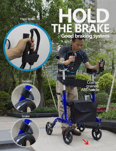 วอล์คเกอร์ช่วยเดินแบบยืนขึ้นสำหรับผู้สูงอายุ, อุปกรณ์ช่วยเดินเคลื่อนที่พร้อมที่นั่งและที่วางแขน - Product Image 4