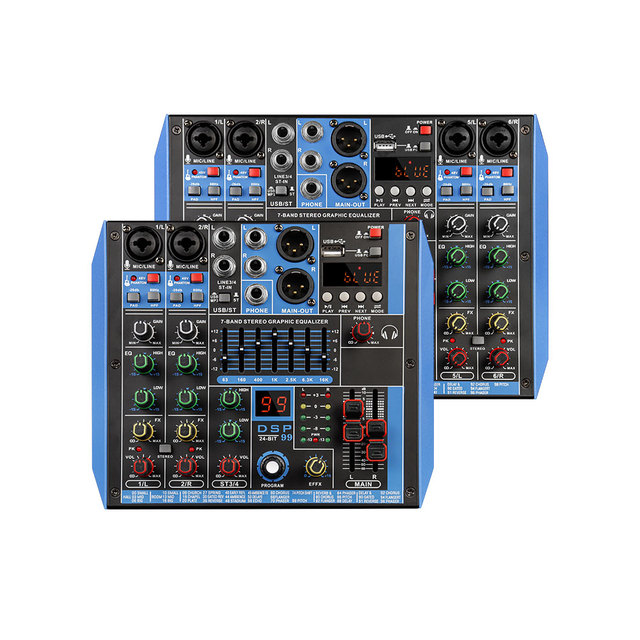 4/6 Channel Audio Interface Mixer Sound Equipment Speaker USB Studio Audio Mixer Mixing