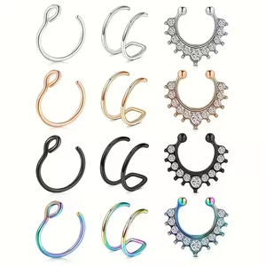 Faux <span class=keywords><strong>piercing</strong></span> de septum pour femme, anneau de nez, <span class=keywords><strong>bijoux</strong></span> de corps tendance, acier inoxydable, faux <span class=keywords><strong>piercing</strong></span>, <span class=keywords><strong>bijoux</strong></span> de nez indien - Product Image 6