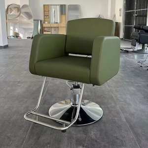 Sillón de Barbería Verde al por Mayor para Salones de Peluquería, Mueble de Belleza en Cuero Sintético - Product Image 2