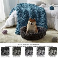 Tweed fait main rond rotin Cage bol moderne Shapewoven à la main chat nid tricoté lit pour animaux de compagnie pour chien et chat