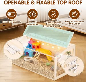 Maison pour hamster en <span class=keywords><strong>bois</strong></span> naturel de haute densité de qualité supérieure avec panneau acrylique transparent, enclos spacieux pour petits animaux, cage, habitat - Product Image 5