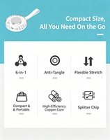Kabel USB Retractable 6 in 1 PD 60W Tipe C Micro USB LN 5A Pengisian Cepat Transfer Data Kotak Penyimpanan Perjalanan