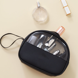 Sac de voyage de luxe portable pour maquillage et cosmétiques, grande capacité, avec fermeture éclair transparente en PVC durable, poignée souple et logo personnalisé - Product Image 2