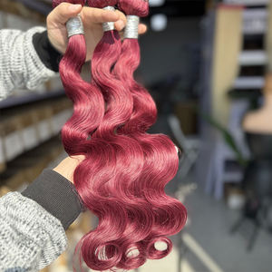 วิกผมบราซิลเลียนแบบคู่สีเบอร์กันดีทำจากขนสัตว์แท้จากกัมพูชาธรรมชาติ - Product Image 2