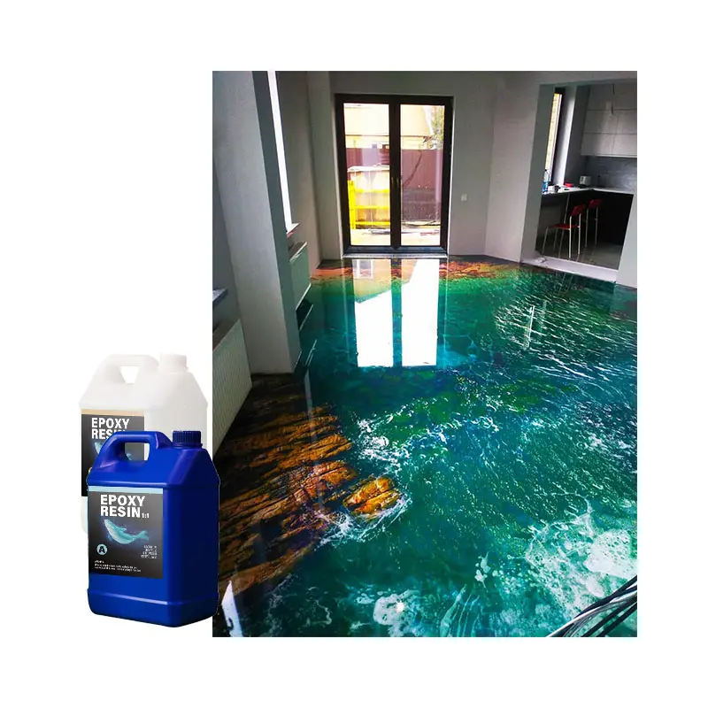 Bóng chuyên nghiệp 1 kg nhựa Epoxy Kit rõ ràng Sàn epoxy, chất lỏng AB hai phần nhựa