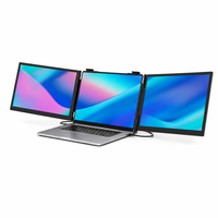 Moniteur étendu pour ordinateur portable, moniteurs portables 14 pouces pour ordinateurs portables, triple écran 1080P FHD, ultra léger, pliable, bureau, PC
