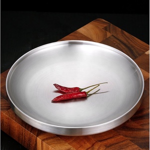 Plato de verduras de doble capa de acero inoxidable de alta calidad, plato de ensalada de frutas para restaurante, bandejas redondas para servir, plato para condimentos - Product Image 6