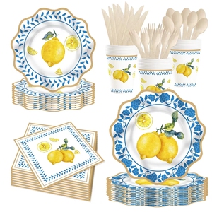 DAMAI Lemon Party - Decoración de Fiesta de Verano con Limones Amarillos, Juego de Vajilla para Fiesta de Cumpleaños, Platos de Papel con Temática de Limón, Servilletas - Product Image 3