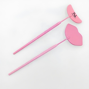 Eyelash Makeup <b>Mirror</b> with Long Handle <b>Moon</b> Lip Shape Design 3X Magnification Stainless Steel Custom Color - Product Image 2