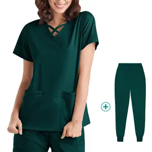 Медицинская униформа, натуральный эластичный женский набор из скрабов премиум-класса, Эластичный Ультра мягкий топ и брюки