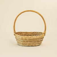 Paniers en osier vintage circulaires de grande taille avec poignées, écologiques, pour fruits et rangement de Pâques, vente en gros