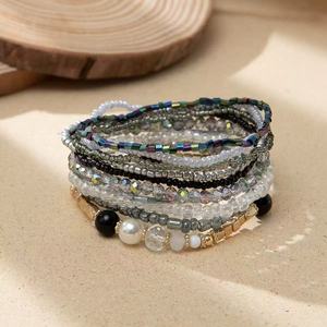 Bracelet extensible multicolore en perles superposables, accessoire de mode pour femme, à porter au quotidien - Product Image 3