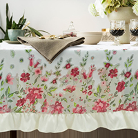 Nappes de table décoratives personnalisées en gros avec imprimé floral burnout pour salle à manger avec bordure à volants pour couverture de table