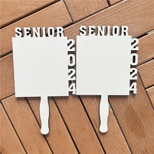 MDFSUB 10x17cm Sublimation GRAD Paddle Fan Graduation Gift Photo Frame Church Fans Blank Sublimation Mdf Grad 2024 Paddle Fan