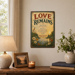 Plaque en métal vintage « <span class=keywords><strong>Poème</strong></span> d'amour commémoratif », style rustique vieilli, décoration murale pour salon et <span class=keywords><strong>jardin</strong></span> - Product Image 3