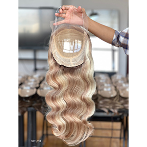 Peluca Mini de Cabello Europeo Virgen Natural con Frente de Encaje y Gorra de Encaje, 130% de Densidad, con Colores y Reflejos para Mujeres Blancas - Product Image 6