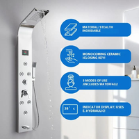 Colonne de douche multifonctionnelle en acier inoxydable, panneau mural, robinets thermostatiques, pomme de douche carrée à effet pluie, vente en gros