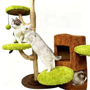 OEM al por mayor, marca privada, multinivel, <span class=keywords><strong>de</strong></span> madera maciza, tipo casa <span class=keywords><strong>de</strong></span> árbol, estructura <span class=keywords><strong>de</strong></span> escalada para gatos, rascador para gatos, torre para gatos - Product Image 2