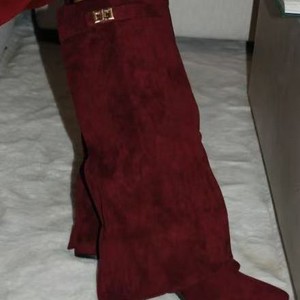 <span class=keywords><strong>Bottes</strong></span> mi-<span class=keywords><strong>mollet</strong></span> pour femmes à bout pointu, coupe droite, à boucle métallique, grande taille, talon épais, longueur pantalon - Product Image 3