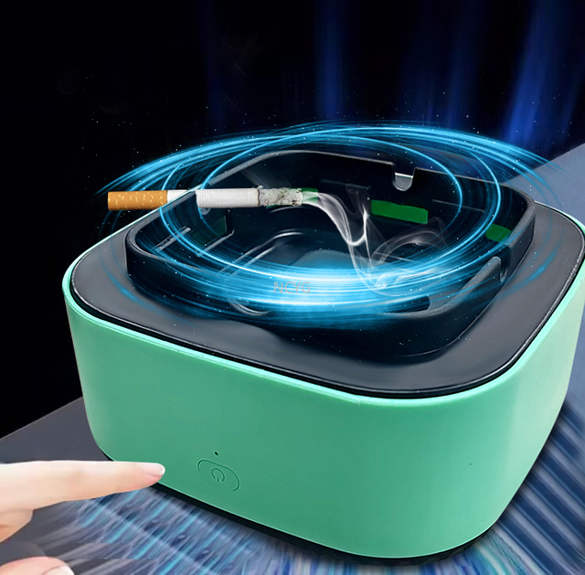 Custom Smart Electronic Smoke Absorbing Ash Tray Portable Smokeless Air Purifier Ashtray with Filter for Car, Home, Office