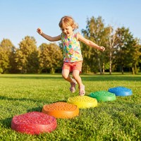 Juguete Sensorial Educativo para Niños en Edad Preescolar y para Niños Pequeños, Uso en Interiores/Exteriores - Vigas de Equilibrio y Piedras de Apoyo Arcoíris