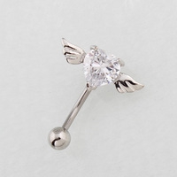 Nouvelle mode accessoires corporels acier inoxydable Zircon coeur ventre anneau ailes barre incurvée femmes percé nombril ongles
