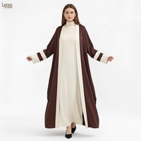 Nouvelle arrivée, abaya de luxe grise, robe musulmane à devant ouvert, robe élégante pour femmes, robe turque, robe musulmane ethnique, caftan
