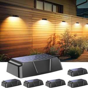 ไฟติดผนังพลังงานแสงอาทิตย์ IP65 กันน้ำ ไฟ LED สำหรับสวนภายนอก แสงสีขาวอบอุ่น 2700K ใช้พลังงานแสงอาทิตย์ พร้อมเซ็นเซอร์ตรวจจับแสงและแบตเตอรี่ในตัว - Product Image 5