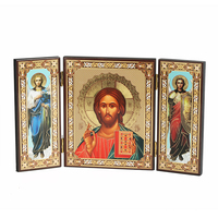 Jésus Christ Naissance Triptyque Statue Catholique Oriental Orthodoxe Religieux Icône pour Pâques Église Décorations En Bois Mur Signe