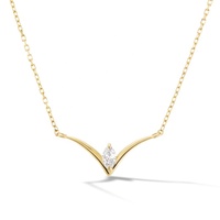 Collier chaîne claviculaire en forme de V avec ailes d'ange en argent 925 plaqué or et zircon cubique Milskye