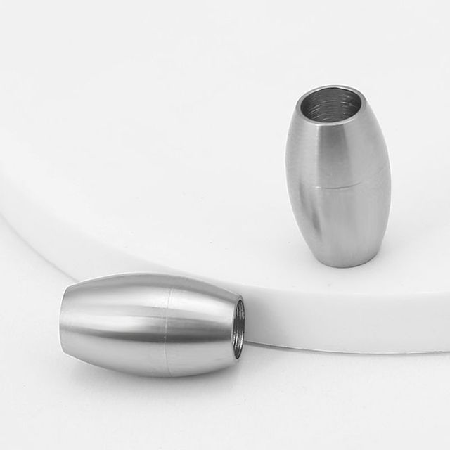 China Supplier Matt Brushed Large Hole 6/8mm Silver Tone Barrel Clasp for Rope Bracelets Necklace