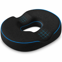 Coussin de siège en mousse à mémoire de forme noir pour soulagement des hémorroïdes et soutien du coccyx, pour chaise de bureau et voiture, lot en gros pour fournisseurs