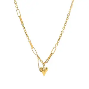 Geili Retro Hip Hop amor encanto oro Acero inoxidable colgante pareja cumpleaños regalo Collar para mujer