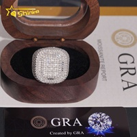 Bague Moissanite Iced Out en Argent 925, Sertie de Baguettes Carrées et Pavées, Style Hip Hop Bling, Bijou de Fête, Cadeau