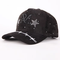 Casquettes de baseball unisexes TOPCAP personnalisées en sergé et daim à 5 panneaux avec broderie 3D entièrement ornée de diamants, logo personnalisé réglable