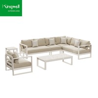Ensemble de meubles modernes d'extérieur en aluminium KD Table de patio en L et canapé sectionnel pour hôtels, jardins, cours et appartements