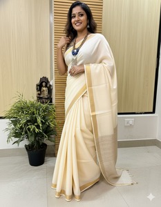 Sari en soie Tussar multicolore élégant pour femmes avec une texture de tissu riche et un look ethnique magnifique pour les célébrations en provenance d'Inde - Product Image 2