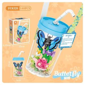 Bloques de Construcción de Plástico ABS Naranja Cuadrados 8320, Insectos, Flores, Mariposas, Abejas, Tazas de Té con Leche, Adornos Educativos para Niños - Product Image 6
