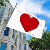 Drapeau d'amour personnalisé en forme de cœur rouge, double face, 100% polyester, bannière durable avec œillets en laiton pour la décoration de mariage et de la maison