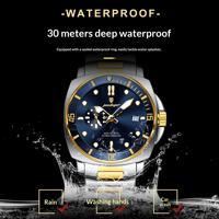 Montre pour homme Poedagar873LuxuryDiver, montre élégante de luxe avec bracelet en acier, étanche, chronomètre, montre de sport pour homme, cadeaux pour homme