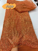 Tissu en dentelle perlée brodée de couleur unie, très demandé, avec sequins décoratifs pour mariages - Inmyshop